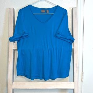 Women’s Chicos Blue V-Neck Blouse-Size 3